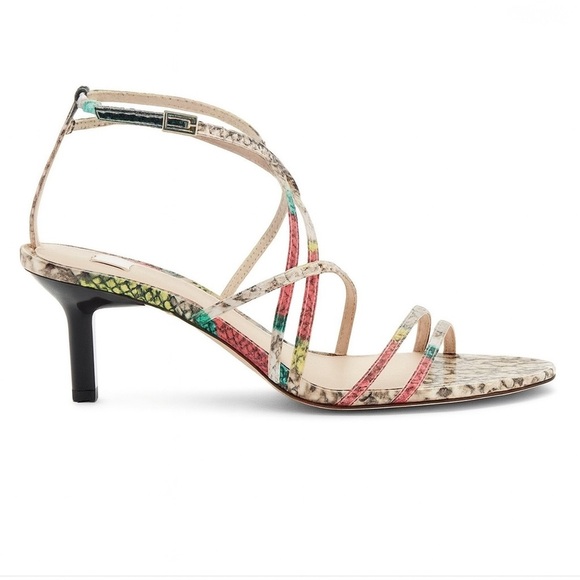 New Louise Et Cie Hansel Strappy Kitten Heel Sandal Multi Snake Print Leather 9M - Picture 6 of 12